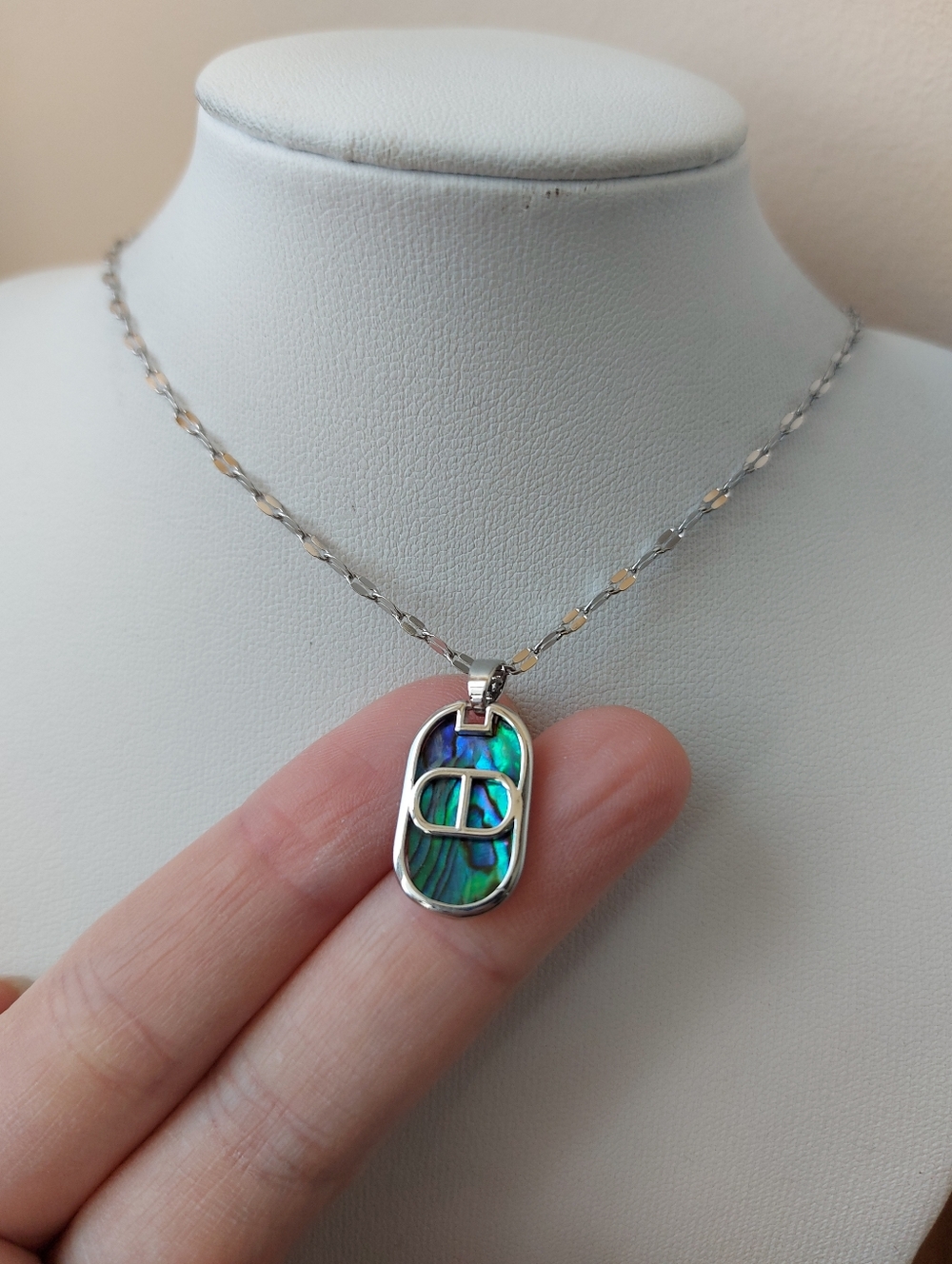Abalone Unique Cap Style Pendant Necklace (Cant Ship Until May 16th)